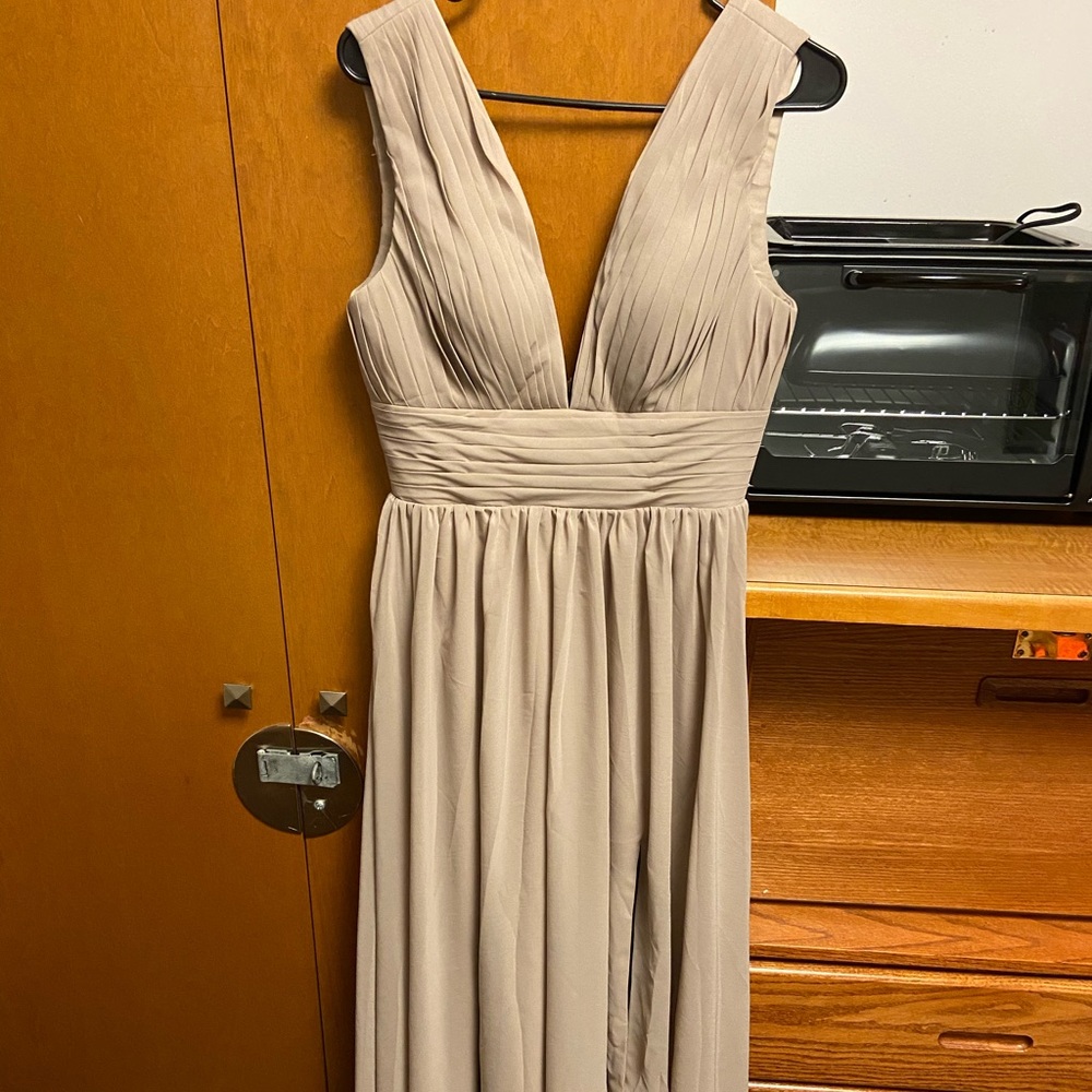 Taupe bridesmaid dress